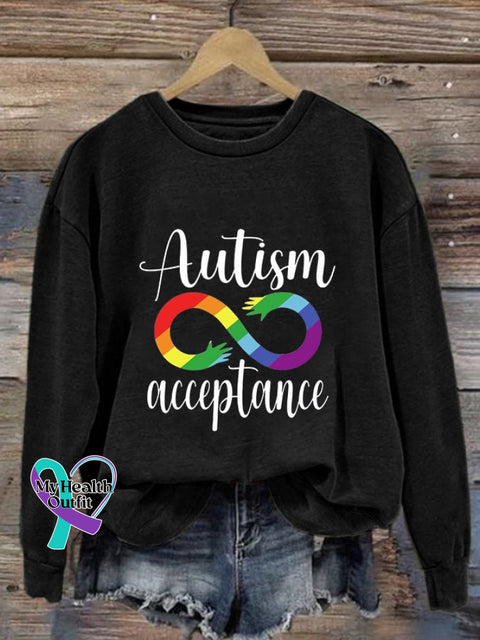 Women’s Autism Awareness Print Casual Sweatshirt Black / S