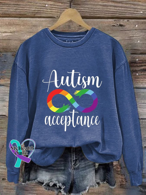 Women’s Autism Awareness Print Casual Sweatshirt Blue / S