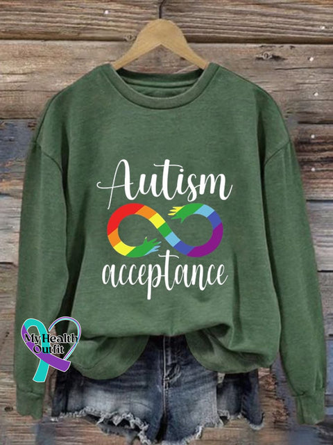Women’s Autism Awareness Print Casual Sweatshirt Green / S