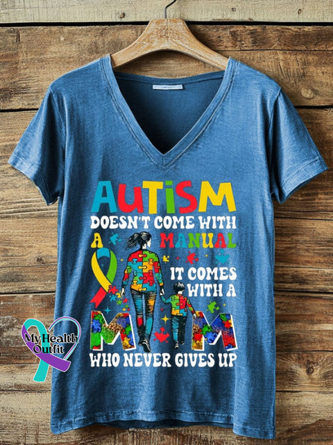 Women’s Autism Awareness Print T-Shirt Blue / S