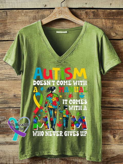 Women’s Autism Awareness Print T-Shirt Green / S