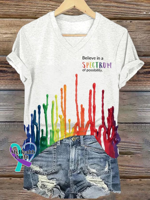 Women’s Autism Awareness Print T-Shirt White / S