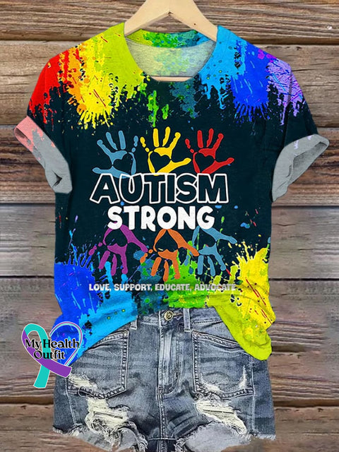 Women’s Autism Awareness Understands Love Acceptance Printed Short-Sleeved T-Shirt As shown / S