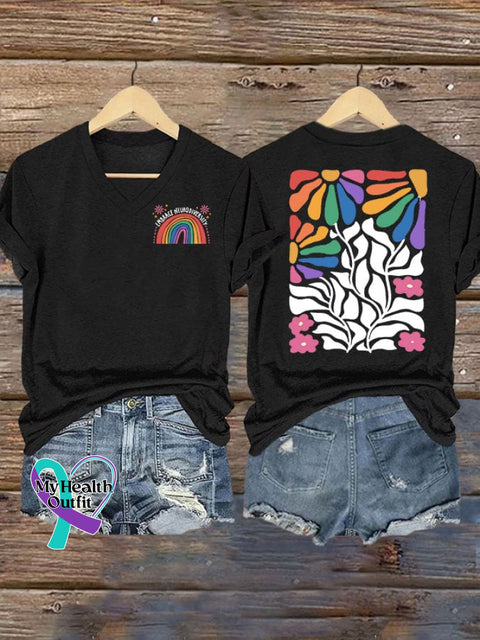 Womens Autism Embrace Neurodiversity V-Neck T-Shirt Black / S