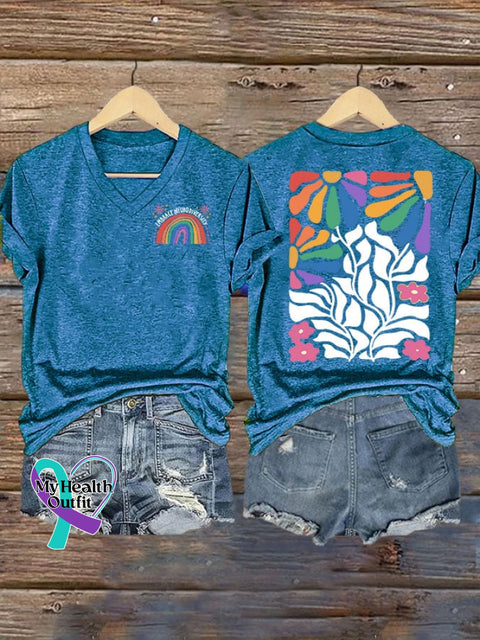 Womens Autism Embrace Neurodiversity V-Neck T-Shirt Blue / S