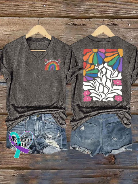 Womens Autism Embrace Neurodiversity V-Neck T-Shirt Dark Grey / S