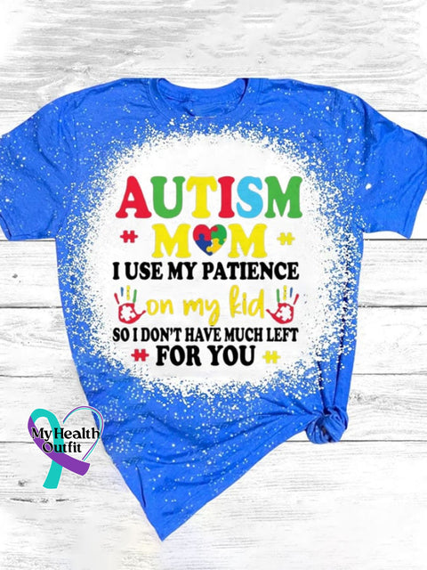 Women’s Autism Mom Print Casual T-Shirt Blue / S