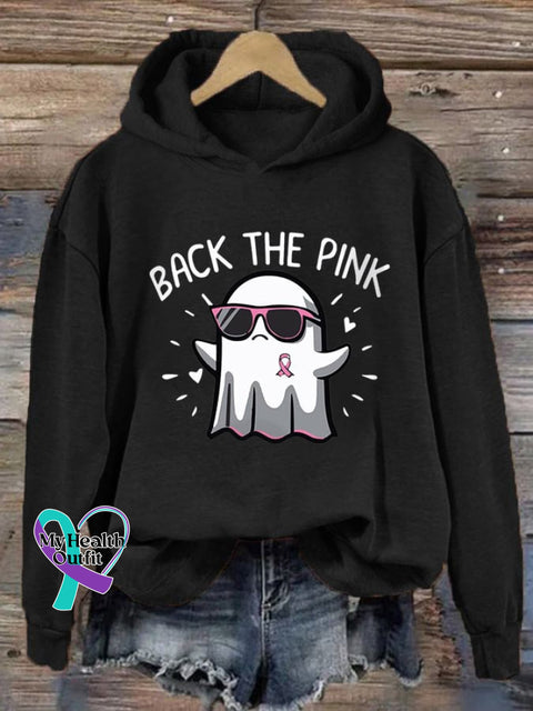 Women’s Back The Pink Breast Cancer Awareness Casual Hoodie Black / S