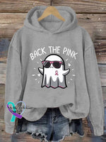 Women’s Back The Pink Breast Cancer Awareness Casual Hoodie Light Grey / S