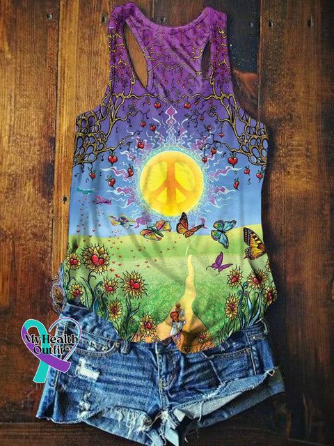 Women’s Back To The Garden Of Peace Print Tank Top Multicolor / S