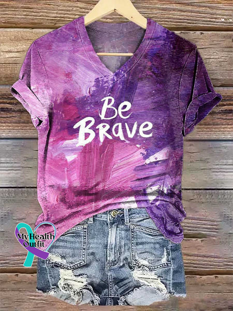 Women’s Be Brave V-neck Casual T-Shirt Multicolor / S