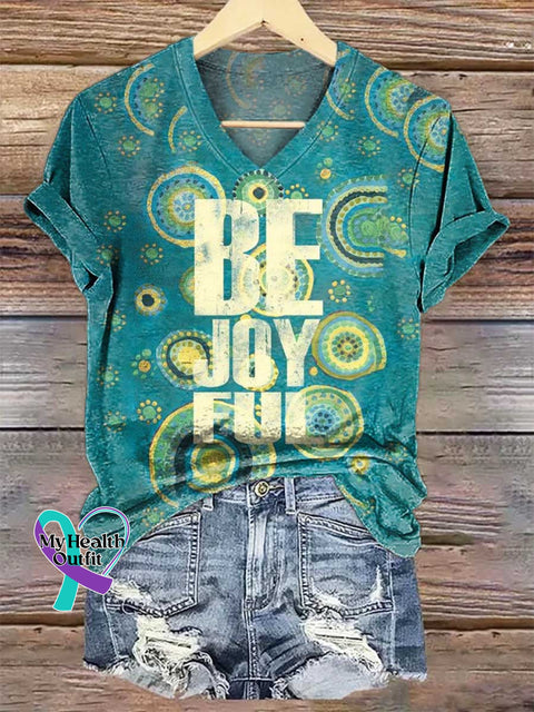 Women’s Be Joyful V-neck Casual T-Shirt Multicolor / S