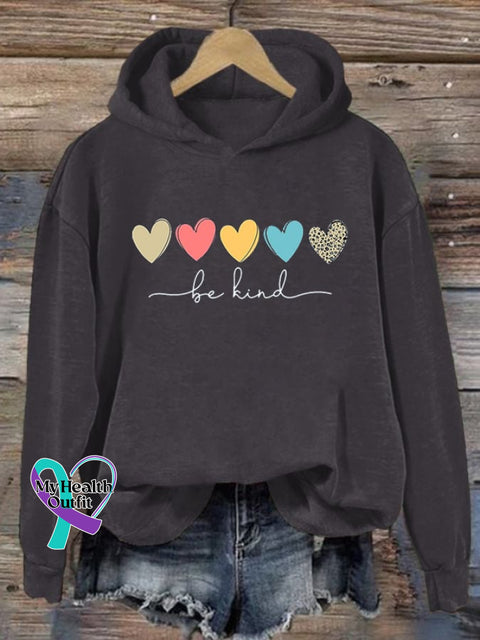 Women’s Be Kind And Cute Graphic Blessed Print Hoodie Dark Grey / S