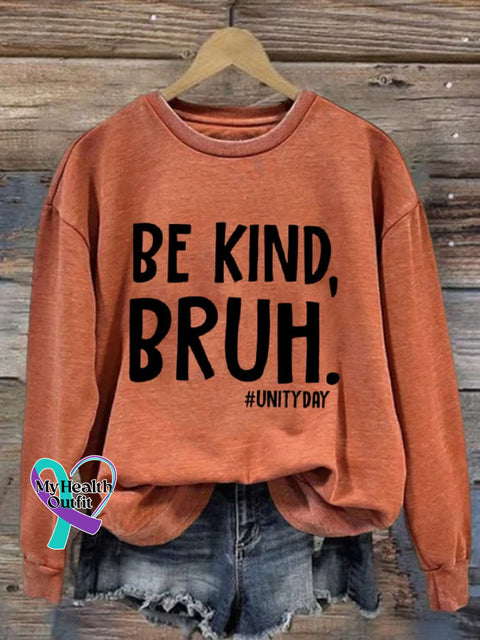 Women’s Be Kind Bruh Crew Neck Sweatshirt Orange / S
