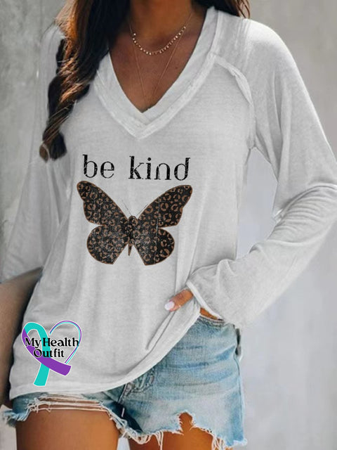 Women’s Be Kind Butterfly Print Casual T-Shirt White / S