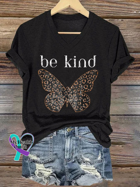 Women’s Be Kind Butterfly Print T-Shirt Black / S