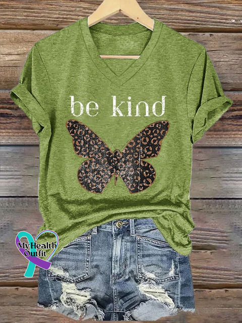 Women’s Be Kind Butterfly Print T-Shirt Green / S