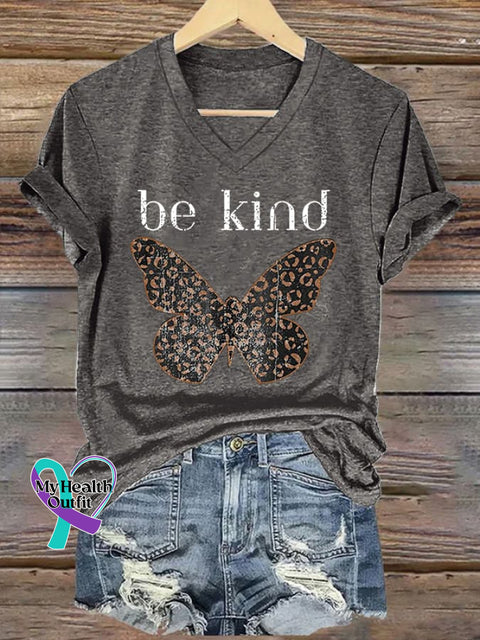 Women’s Be Kind Butterfly Print T-Shirt Grey / S