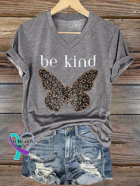 Women’s Be Kind Butterfly Print T-Shirt Light Grey / S