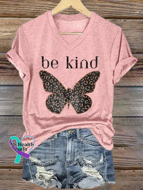 Women’s Be Kind Butterfly Print T-Shirt Pink / S