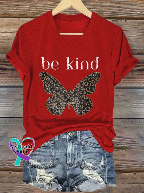 Women’s Be Kind Butterfly Print T-Shirt Red / S