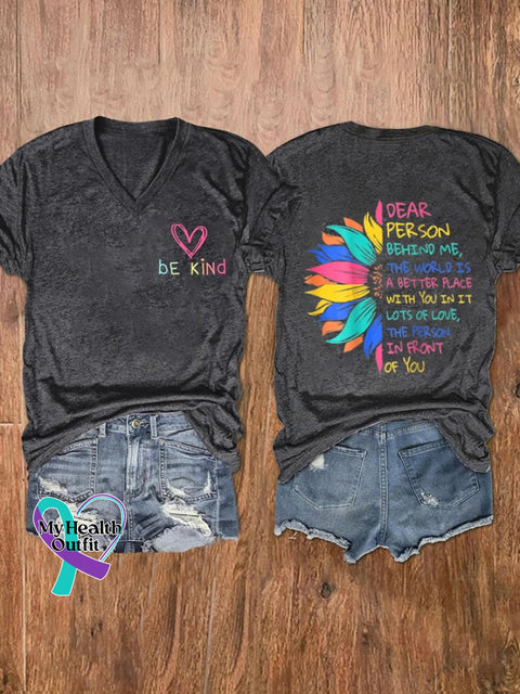 Women’s Be Kind Casual Printed T-Shirt Dark Grey / S