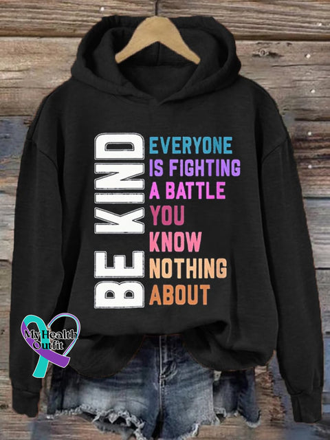 Women’s Be Kind Mental Health Printed Hooded Sweatshirt Black / S