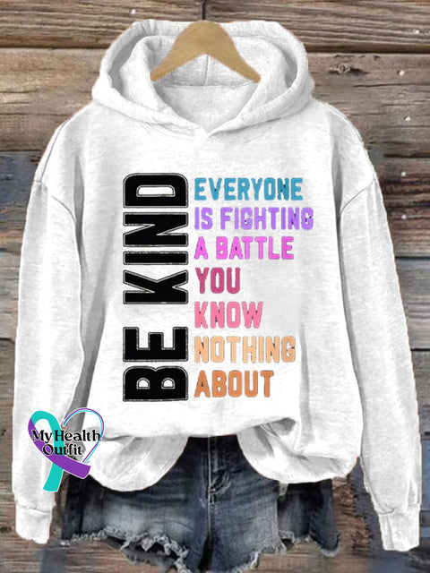 Women’s Be Kind Mental Health Printed Hooded Sweatshirt White / S