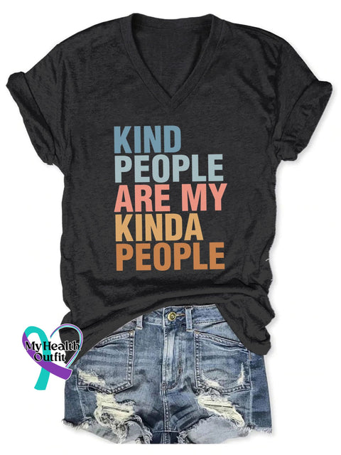 Women’s Be Kind People Are My Kinda Print Casual T-Shirt Black / S