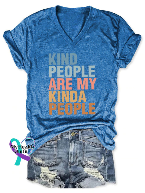 Women’s Be Kind People Are My Kinda Print Casual T-Shirt Blue / S