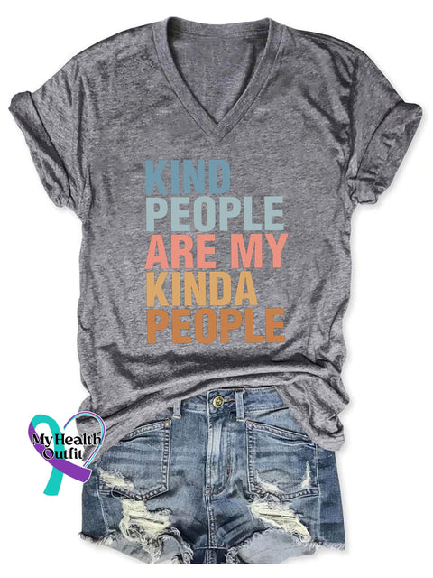 Women’s Be Kind People Are My Kinda Print Casual T-Shirt Grey / S