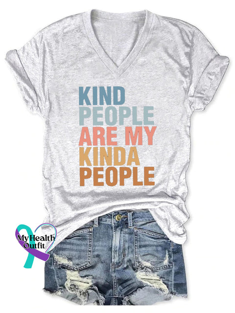 Women’s Be Kind People Are My Kinda Print Casual T-Shirt White / S
