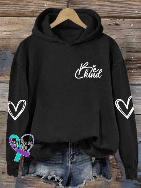 Women’s Be Kind Print Casual Hoodie Black / S