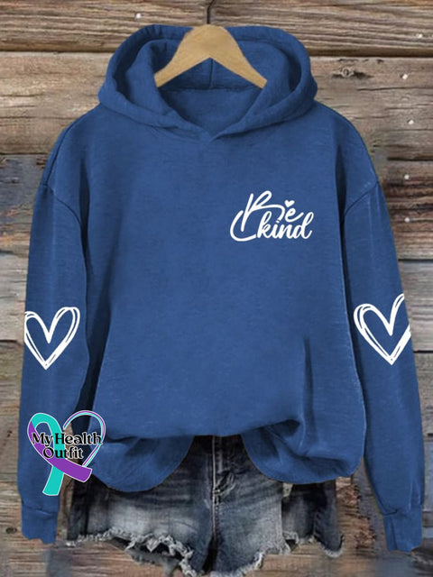 Women’s Be Kind Print Casual Hoodie Blue / S