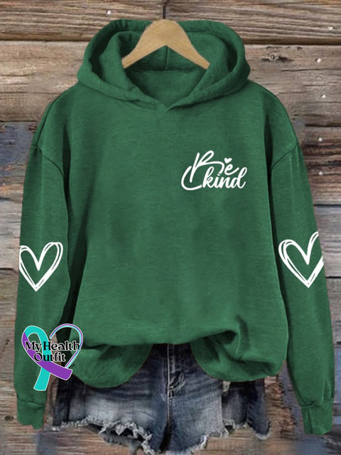 Women’s Be Kind Print Casual Hoodie Green / S