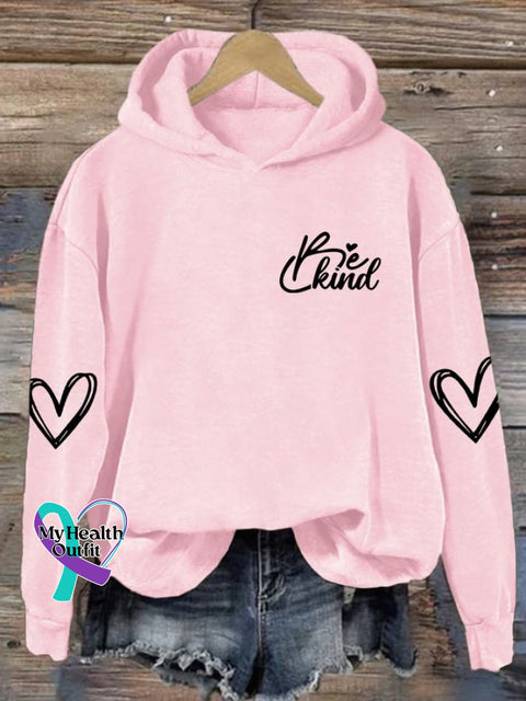 Women’s Be Kind Print Casual Hoodie Pink / S