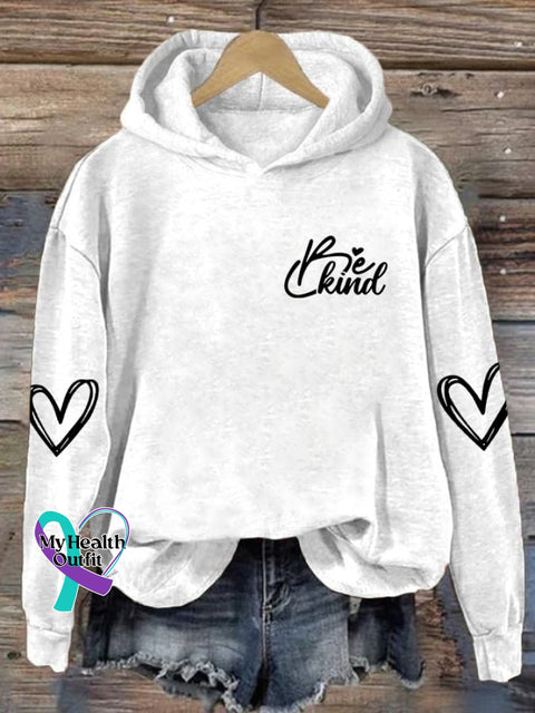 Women’s Be Kind Print Casual Hoodie White / S