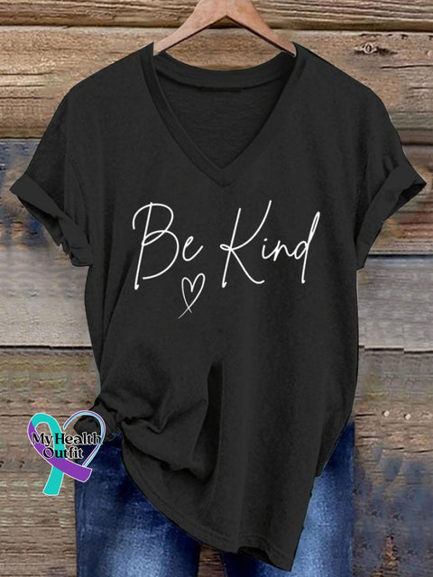 Women’s Be Kind Print Casual T-Shirt Black / S