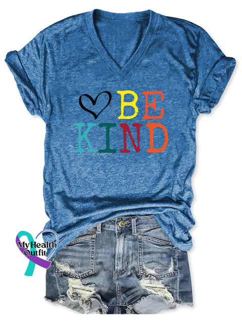 Women’s Be Kind Print Casual T-Shirt Blue / S