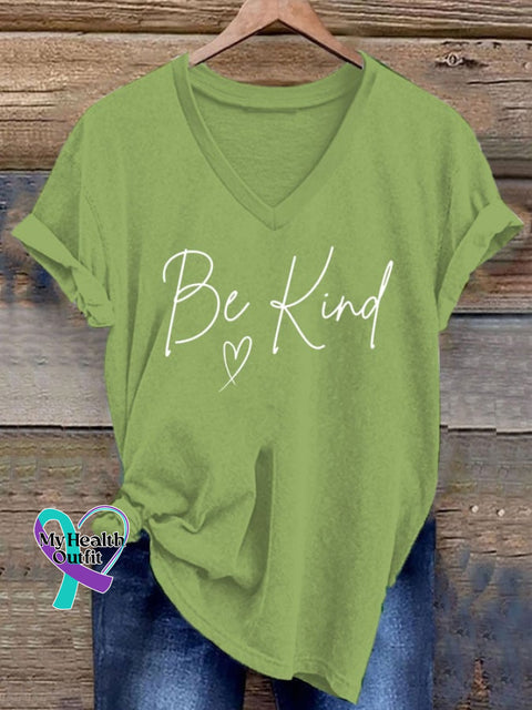 Women’s Be Kind Print Casual T-Shirt Green / S