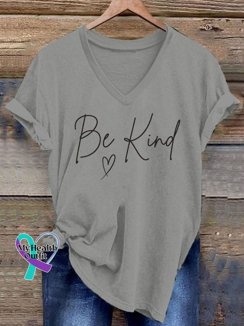 Women’s Be Kind Print Casual T-Shirt Grey / S