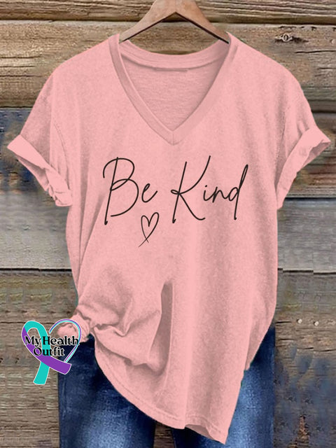 Women’s Be Kind Print Casual T-Shirt Pink / S