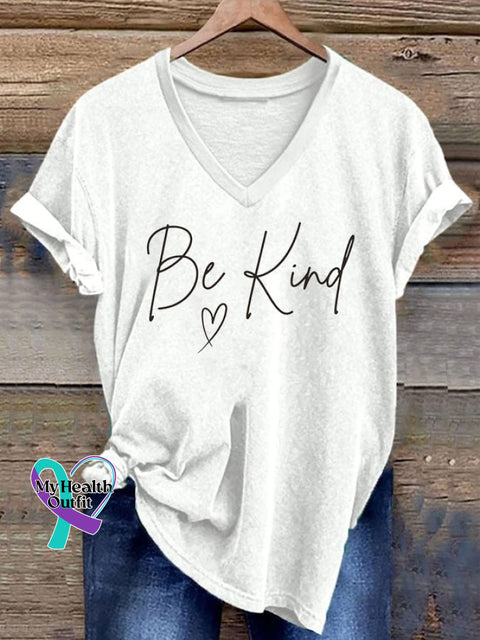 Women’s Be Kind Print Casual T-Shirt White / S
