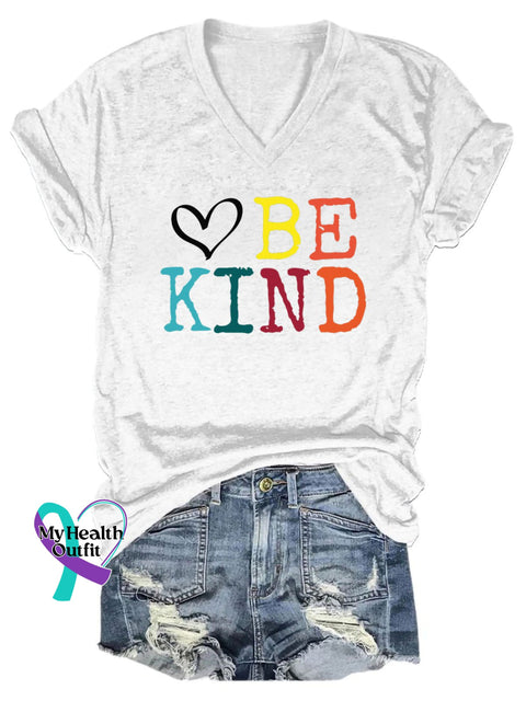 Women’s Be Kind Print Casual T-Shirt White / S