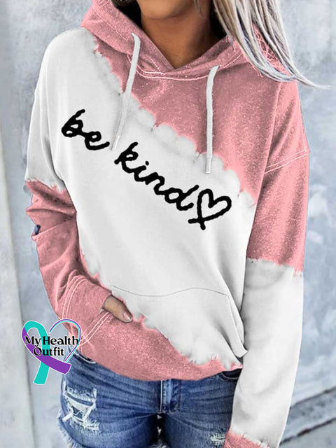Women’s Be Kind Print Pocket Casual Hoodies