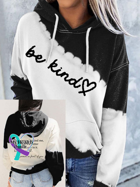 Women’s Be Kind Print Pocket Casual Hoodies Black / S