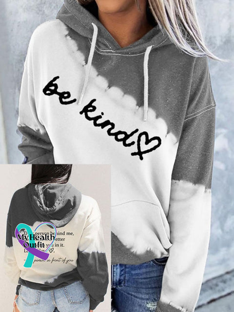 Women’s Be Kind Print Pocket Casual Hoodies Grey / S