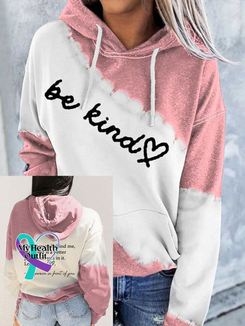 Women’s Be Kind Print Pocket Casual Hoodies Pink / S