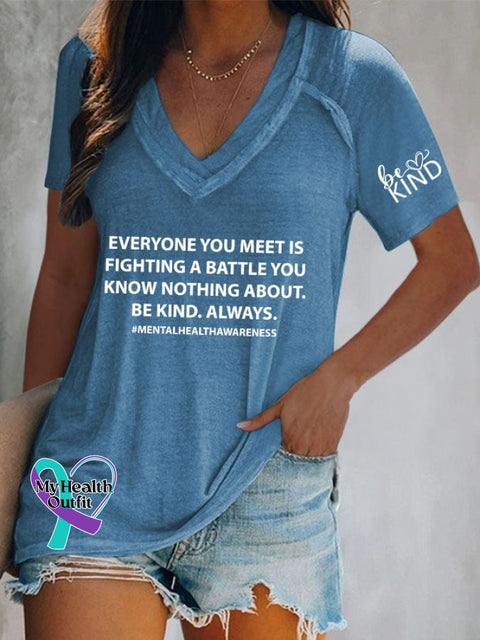 Women’s Be Kind Print T-Shirt Blue / S