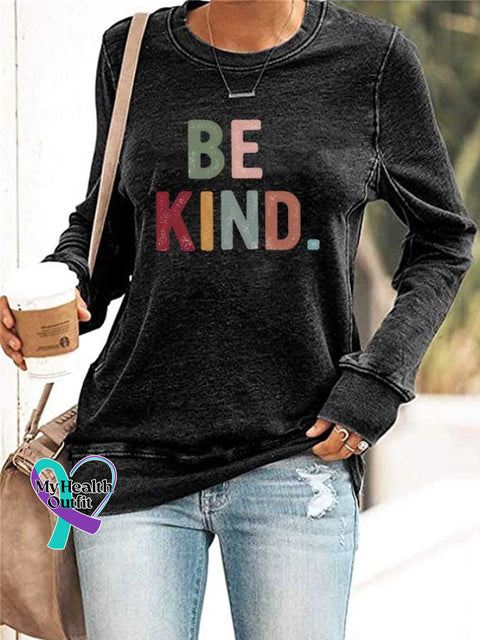 Women’s Be Kind Printed Casual Sweatshirts Black / S